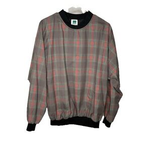 Turfer Vintage Windbreaker Men's Medium Muted Red/black Plaid Retro Look Golf